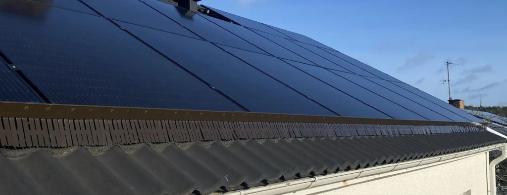stor yta solceller skyddade mot fåglar